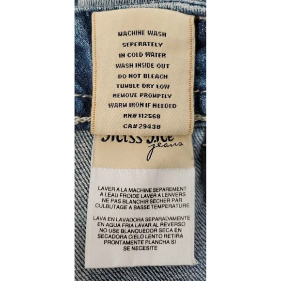 MISS ME Bermuda Jean Shorts Size 27 Blue Embroidered Studs Rhinestone Zip Fly - Picture 8 of 9